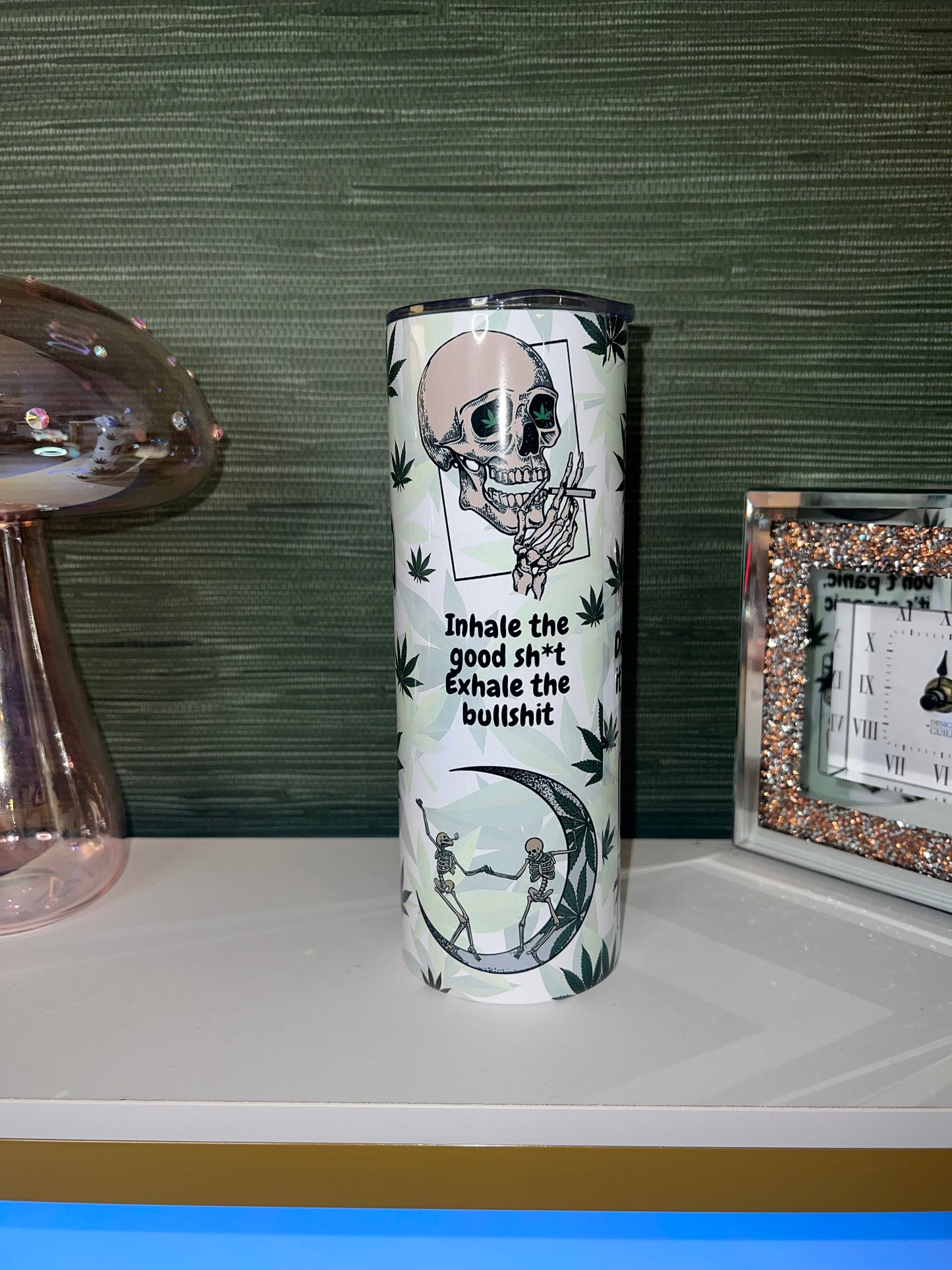 Guys Stoner cup, skeleton pot head tumbler 20oz