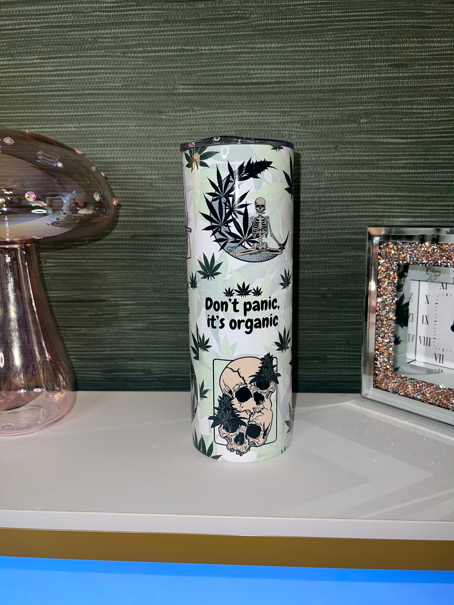 Guys Stoner cup, skeleton pot head tumbler 20oz