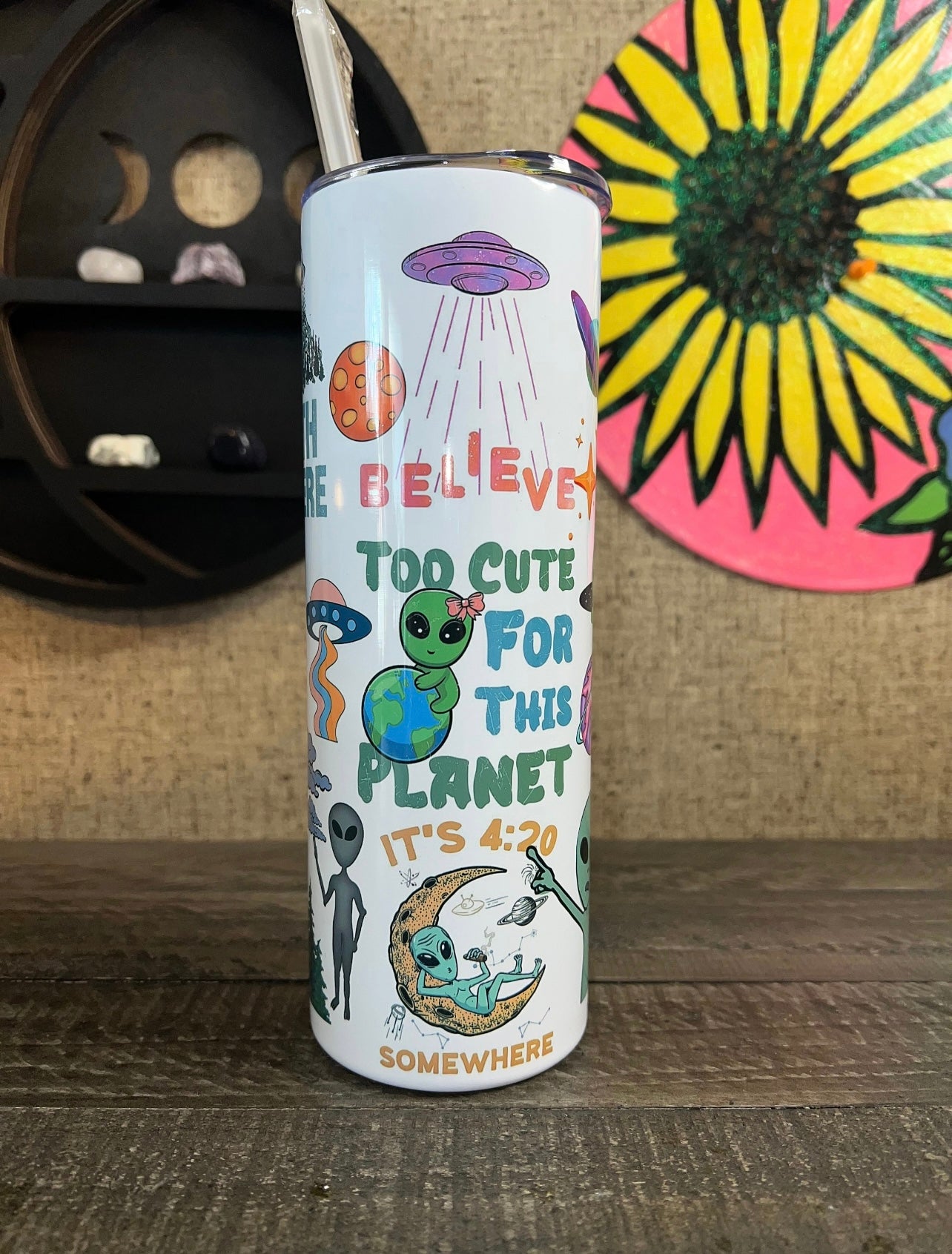Alien tumbler, 420 alien, I come in peace, 20oz metal tumbler