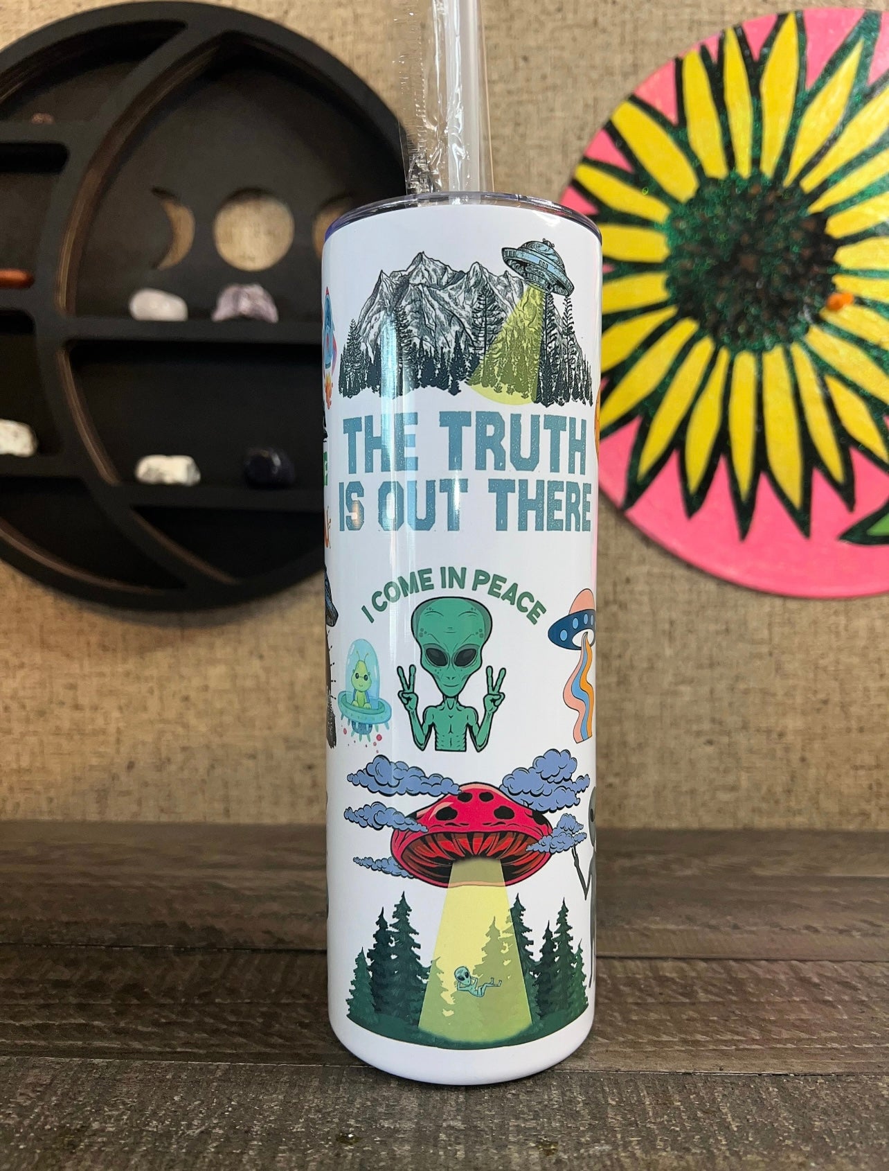 Alien tumbler, 420 alien, I come in peace, 20oz metal tumbler