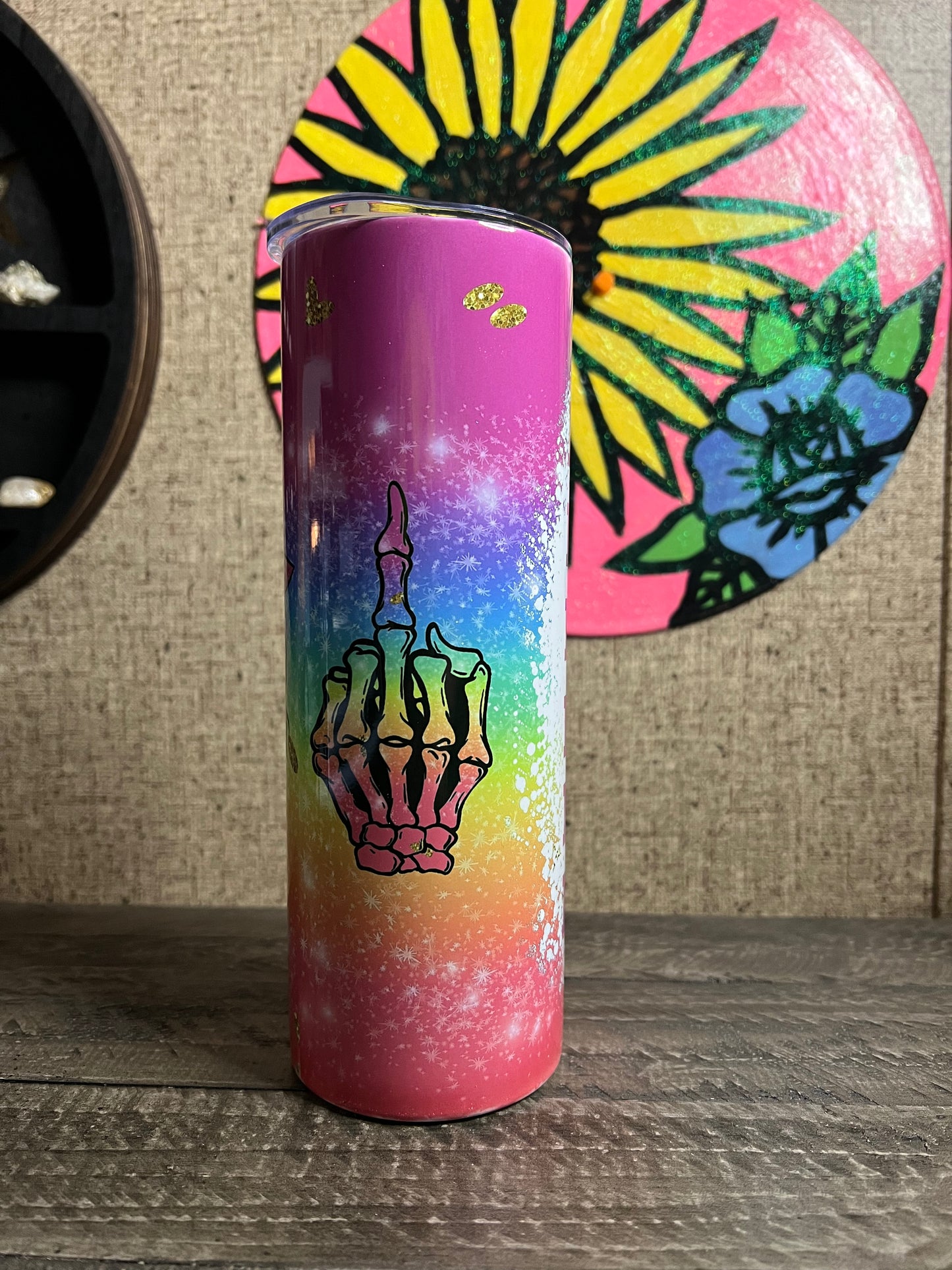 Cute rainbow fuck off 20oz metal tumbler