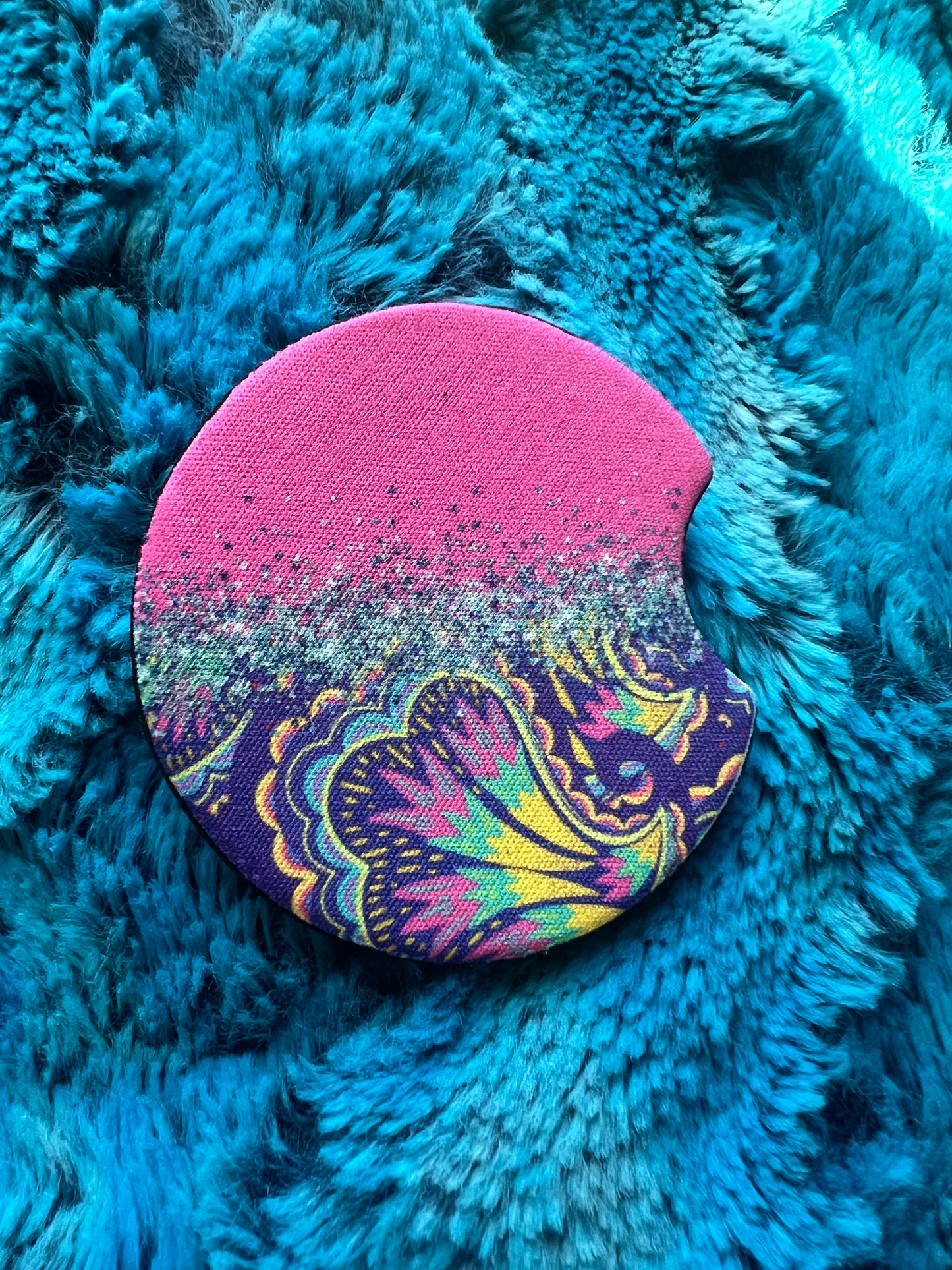 Paisley Purple Glitter Car Coaster Set