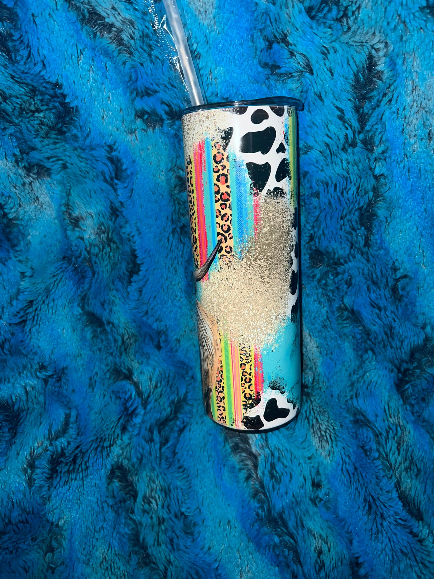 Cow Tumbler Boho With Cheetah and Cowhide