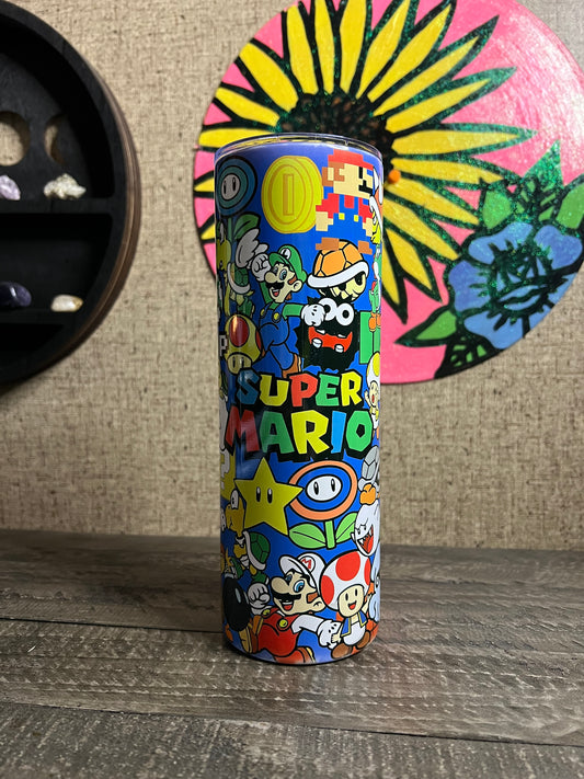 Mario tumbler, cute throwback tumbler
