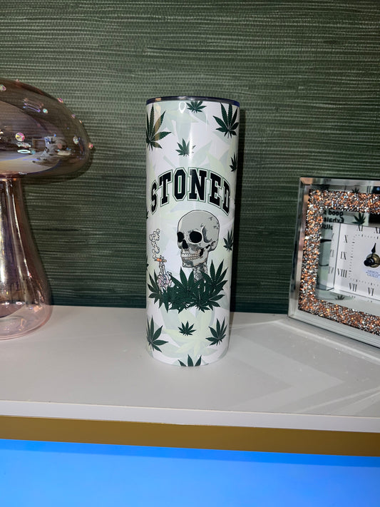 Guys Stoner cup, skeleton pot head tumbler 20oz