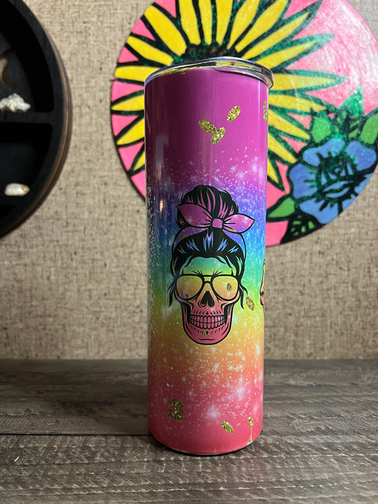 Cute rainbow fuck off 20oz metal tumbler