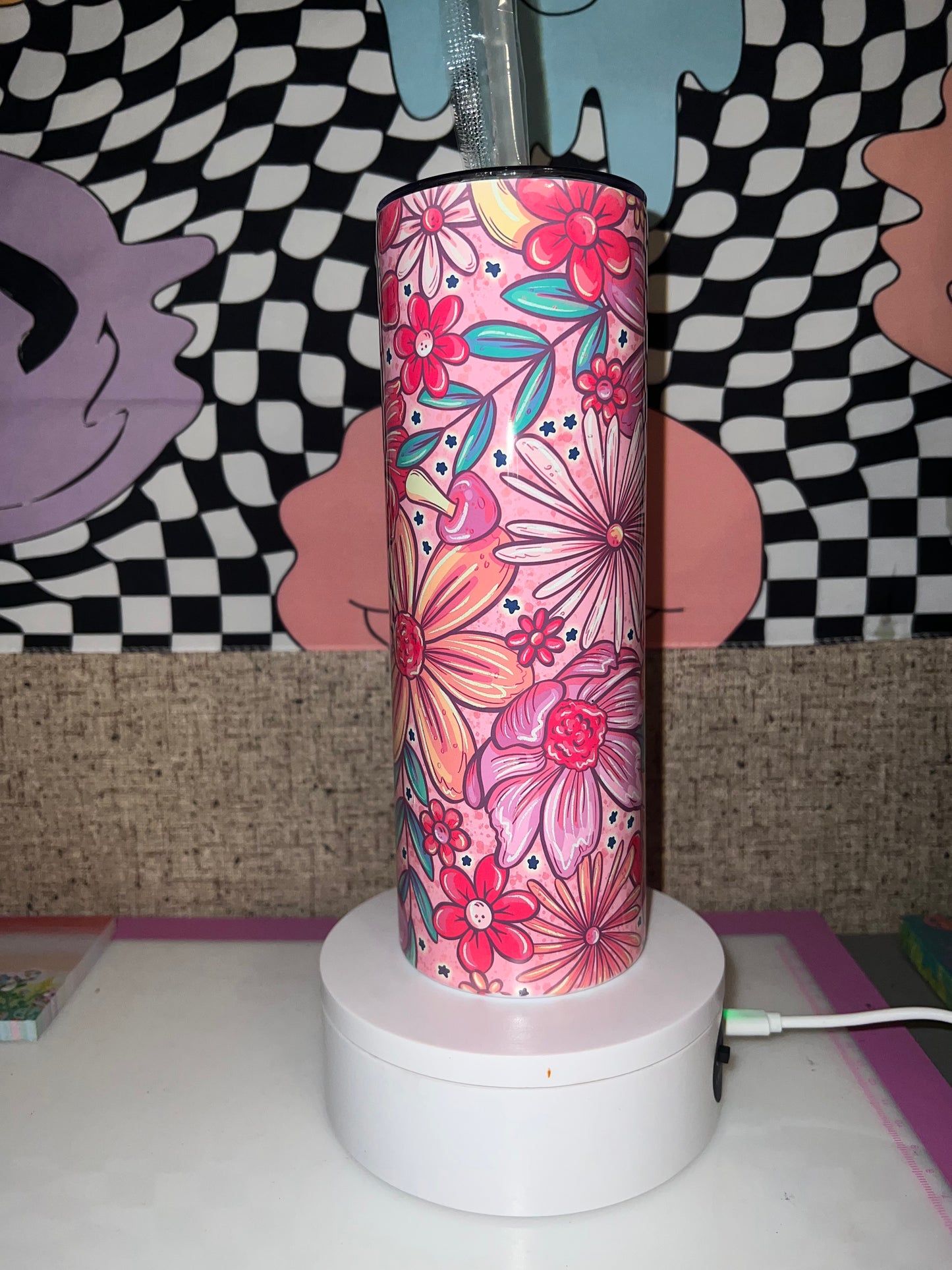 Boho Whimsical Flower Tumbler