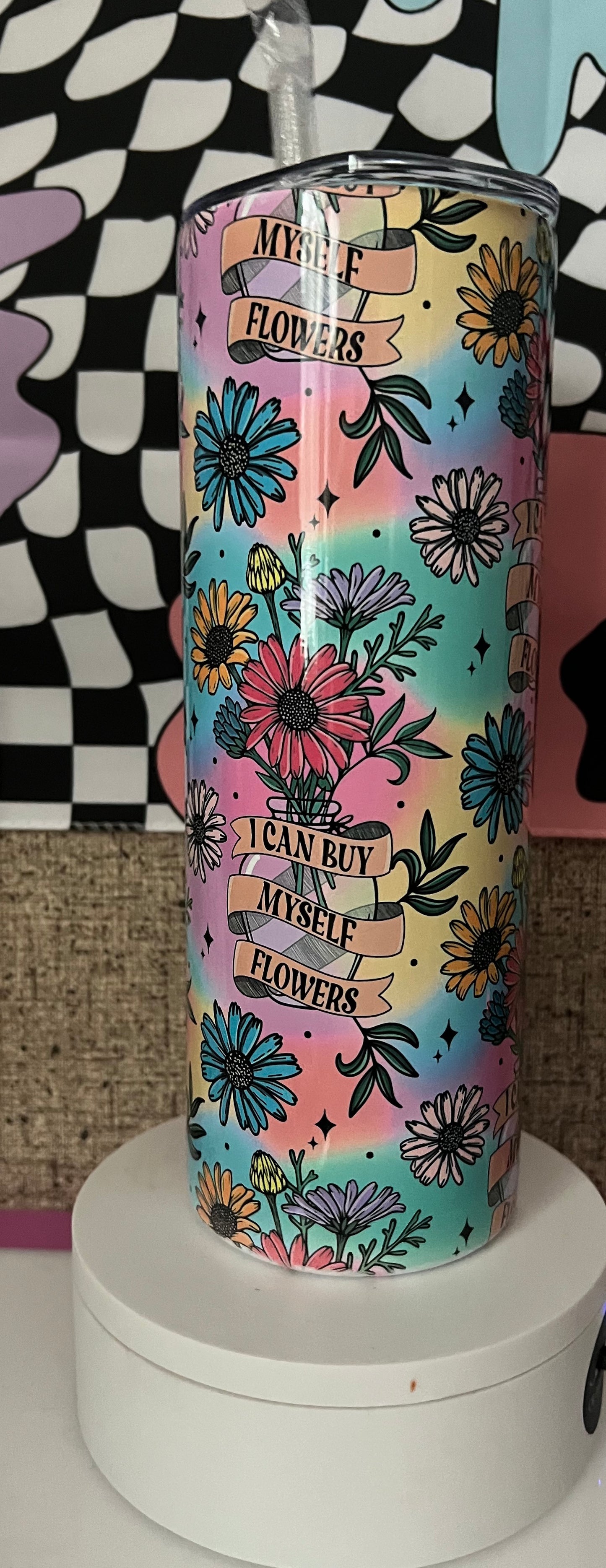 Multicolor I Can Buy Myself Flowers Tumbler