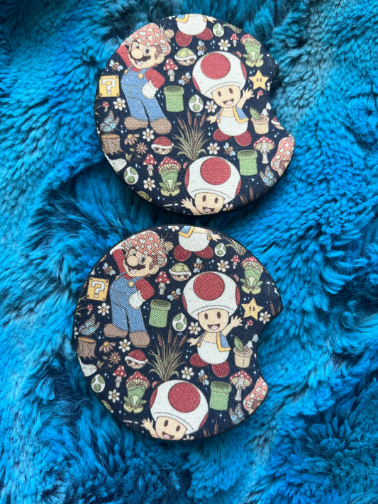 Whimsical Mario Car Coaster Set