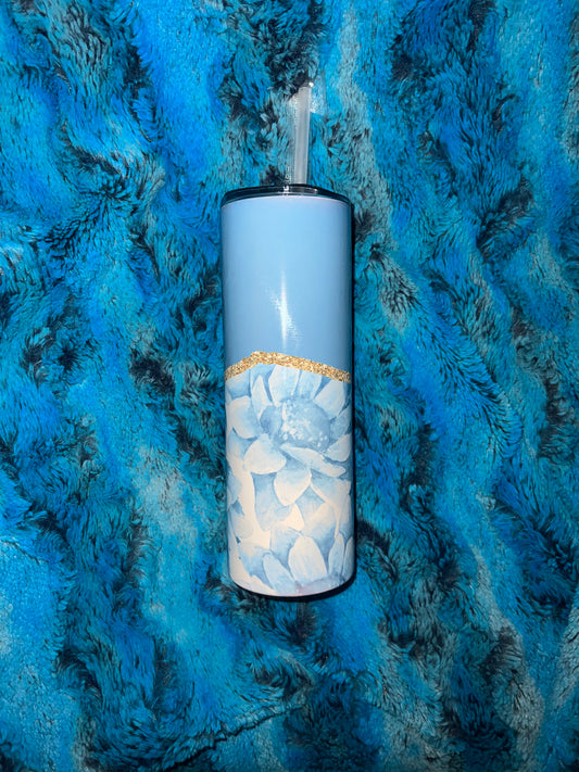 Simple Blue Flowers with Gold