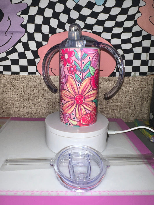 Boho Whimsical Flowers Kids Duo Lid Tumbler