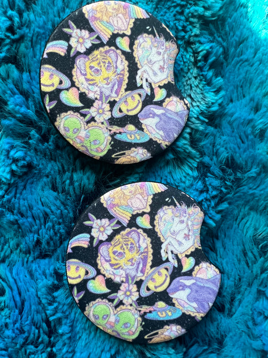 Lisa Frank Heart Tattoo Car Coasters