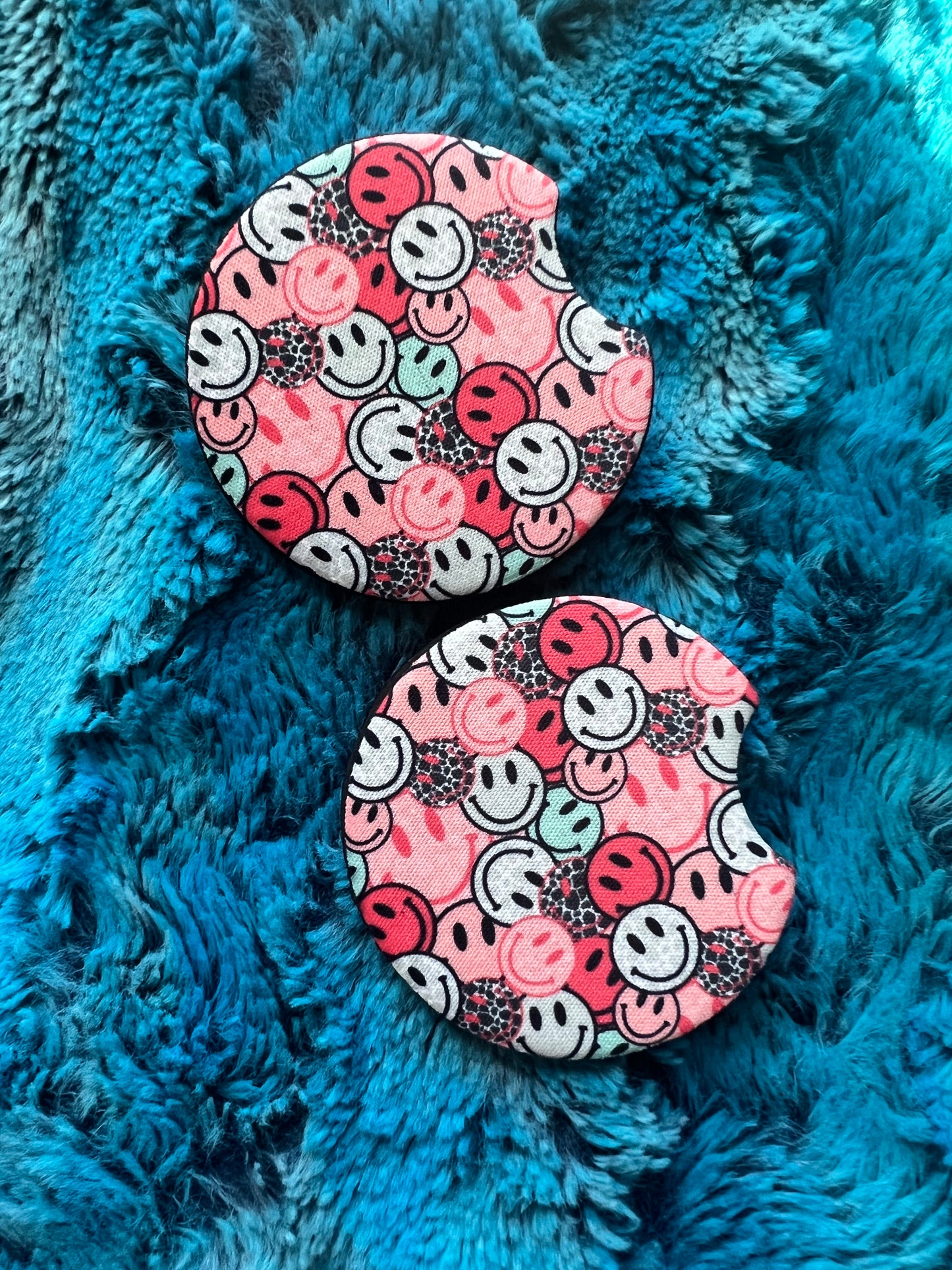 Smileys Cow Print Car Coaster Set