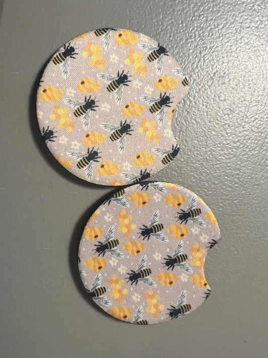 Bees With Hive Car Coaster Set