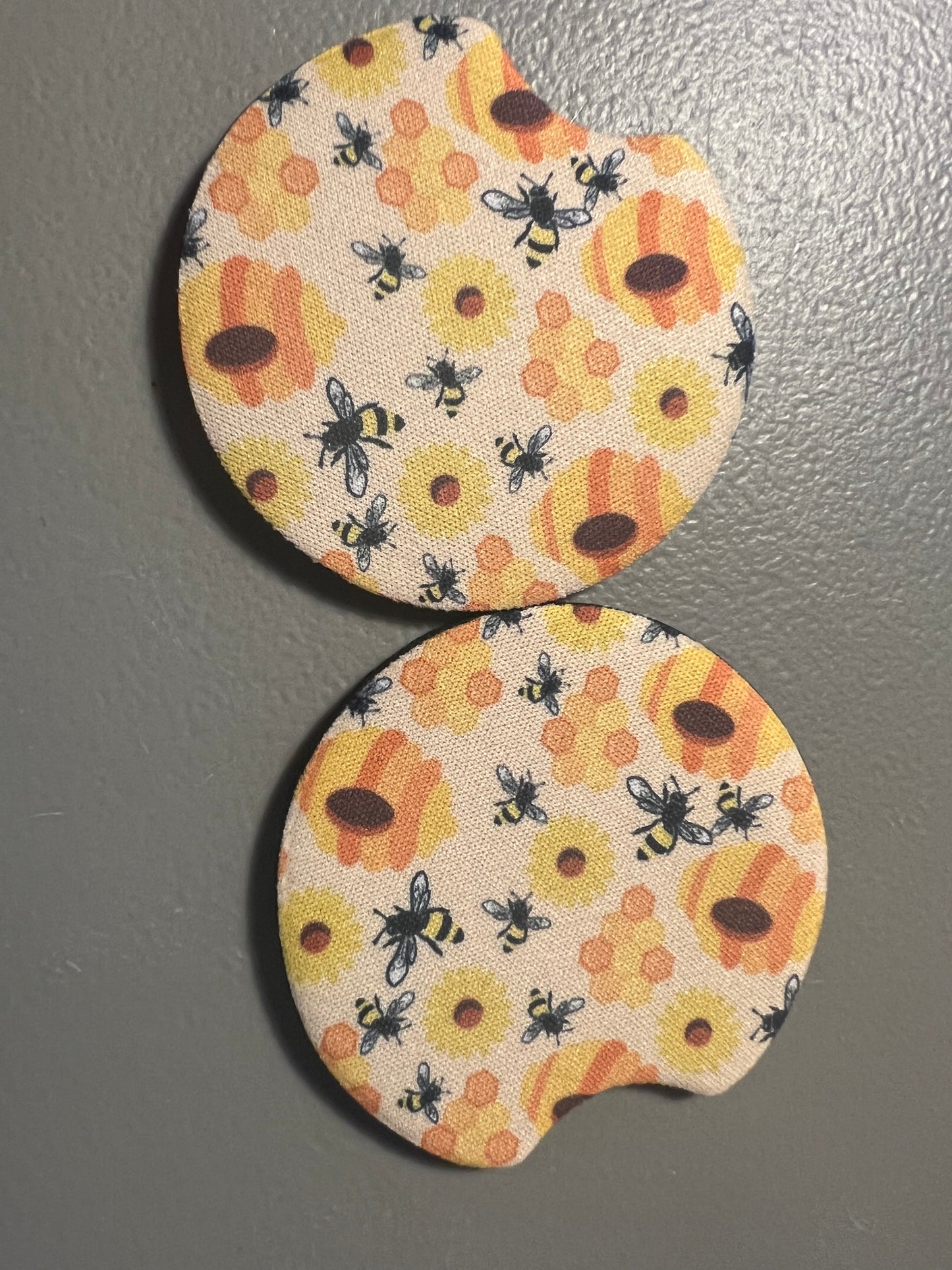 Honeycomb Bees and Flowers Car Coaster Set