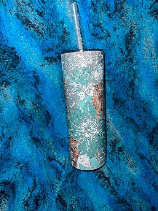 Cow Floral Neutral Tumbler