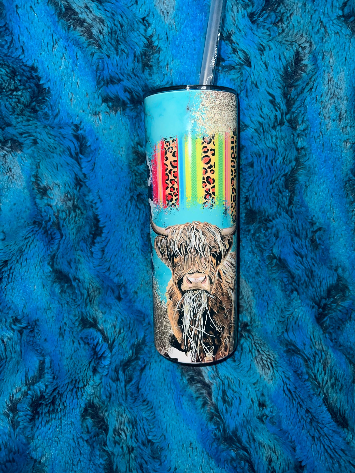 Cow Tumbler Boho With Cheetah and Cowhide