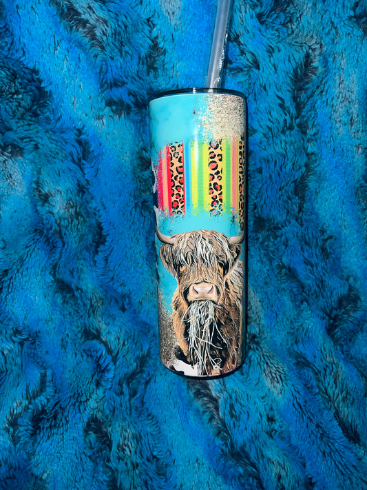 Cow Tumbler Boho With Cheetah and Cowhide